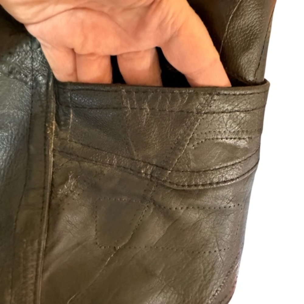 Diamond Plate Buffalo Leather EUC Motorcycle Vest Men's Hand-Sewn Pebble Grain3X - Picture 10 of 13